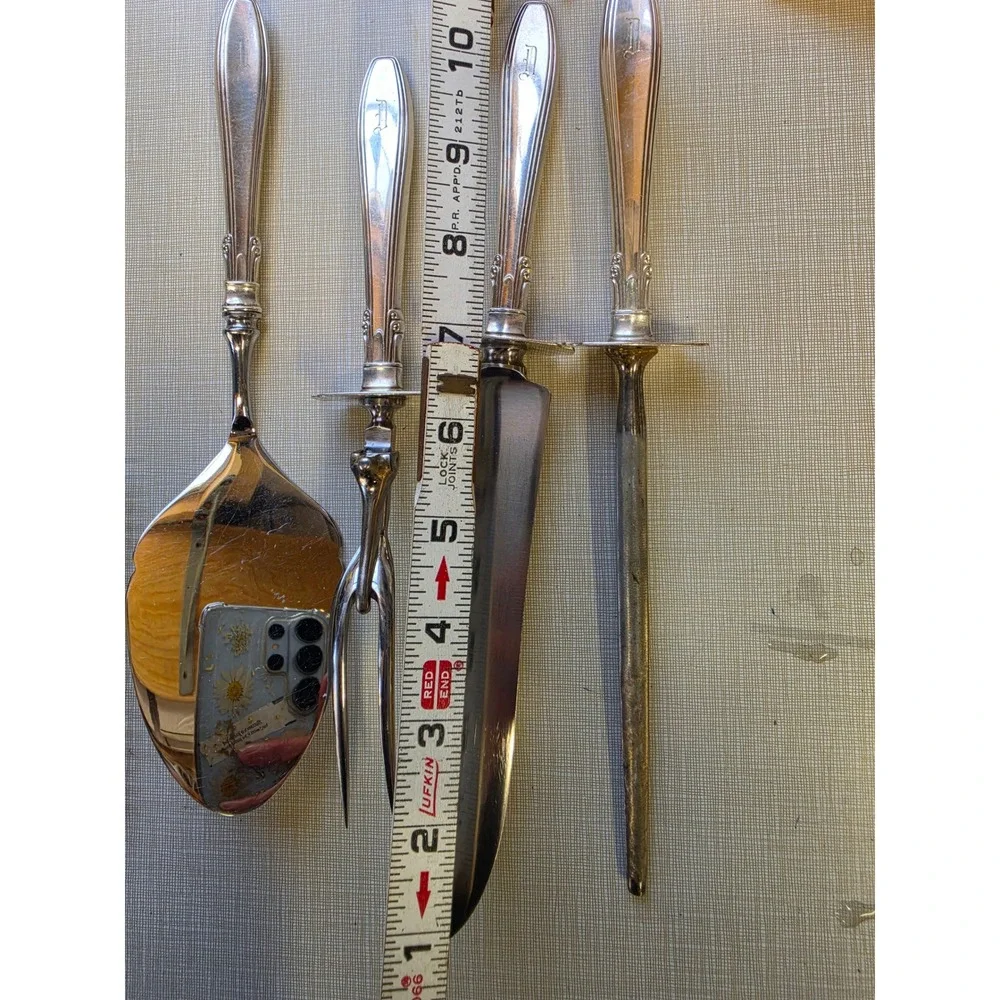 Vintage Schneider-Toledo 5pc Serving Set Silver Plate Monogram D Patented